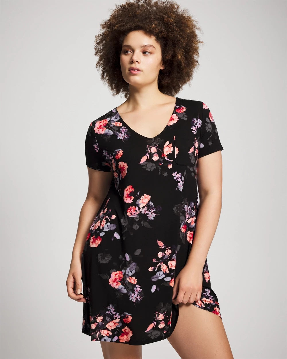 Short Sleeve Sleepshirt - FLORAL DREAMS BLACK | Soma Women