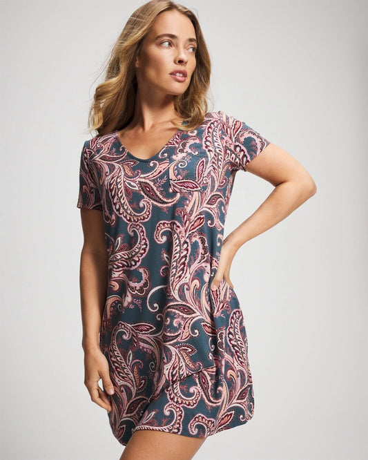 Short Sleeve Sleepshirt - IMPERIAL PAISLEY MD PET | Soma Women