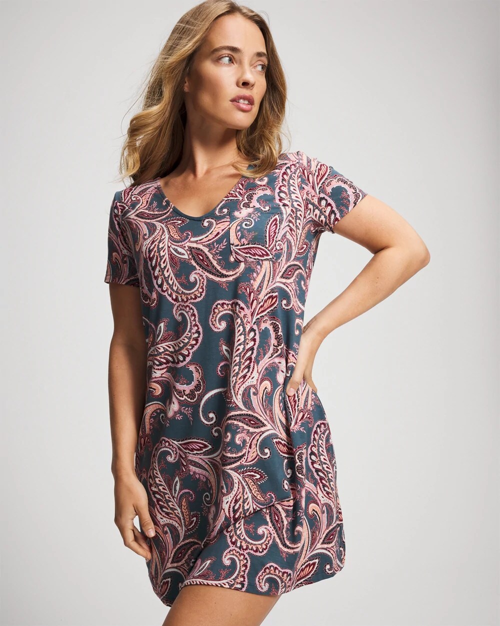 Short Sleeve Sleepshirt - IMPERIAL PAISLEY MD PET | Soma Women