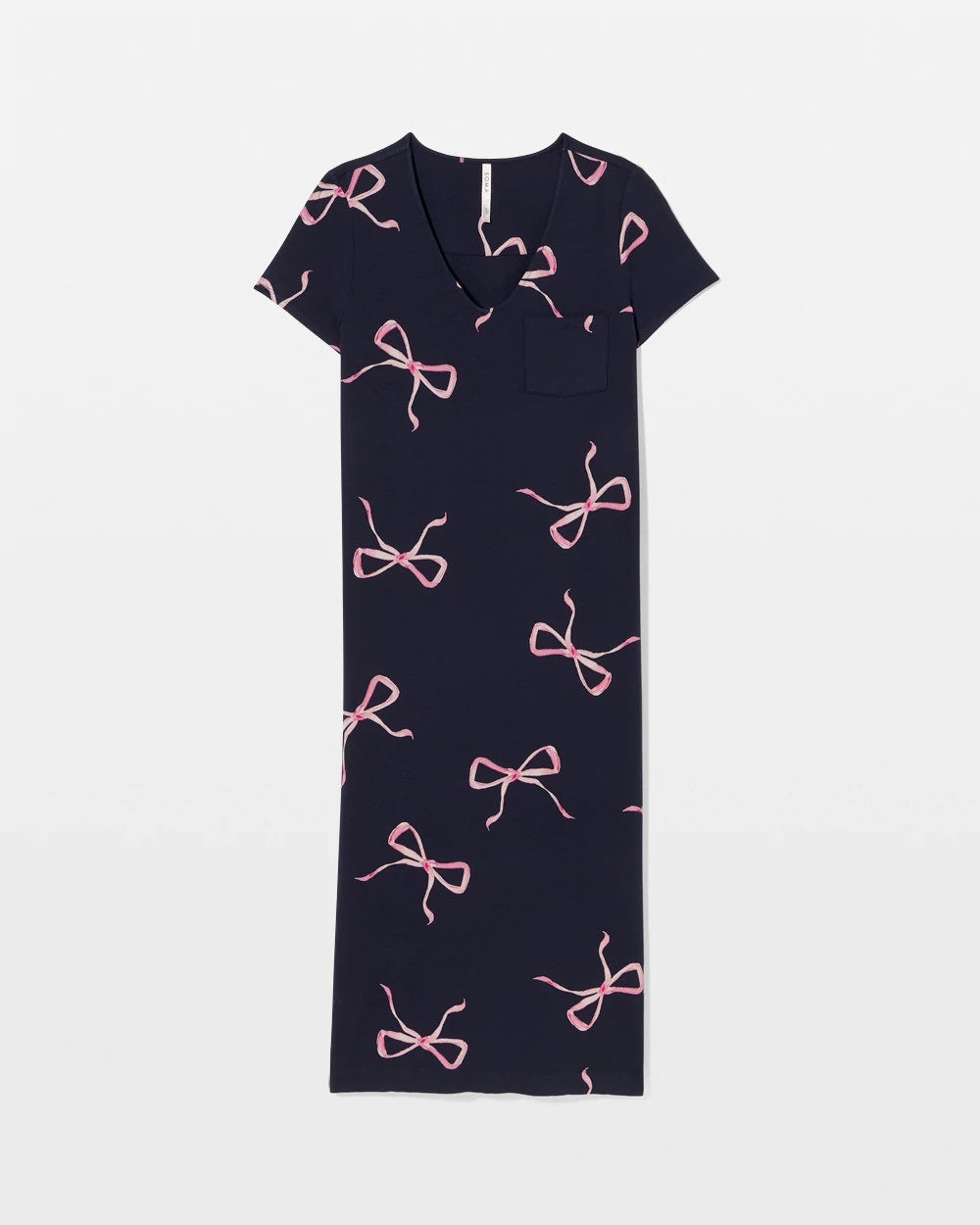Short Sleeve Long Sleepshirt - BELOVED BOWS GRAND NAVY | Soma Women