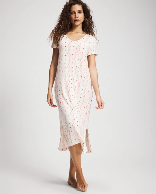 Short Sleeve Long Sleepshirt - COQUETTE VALENTINE CHAMP | Soma Women