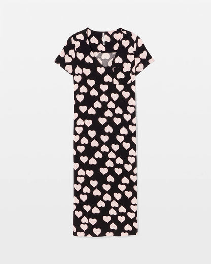 Short Sleeve Long Sleepshirt - MANDALA HEARTS BLACK | Soma Women