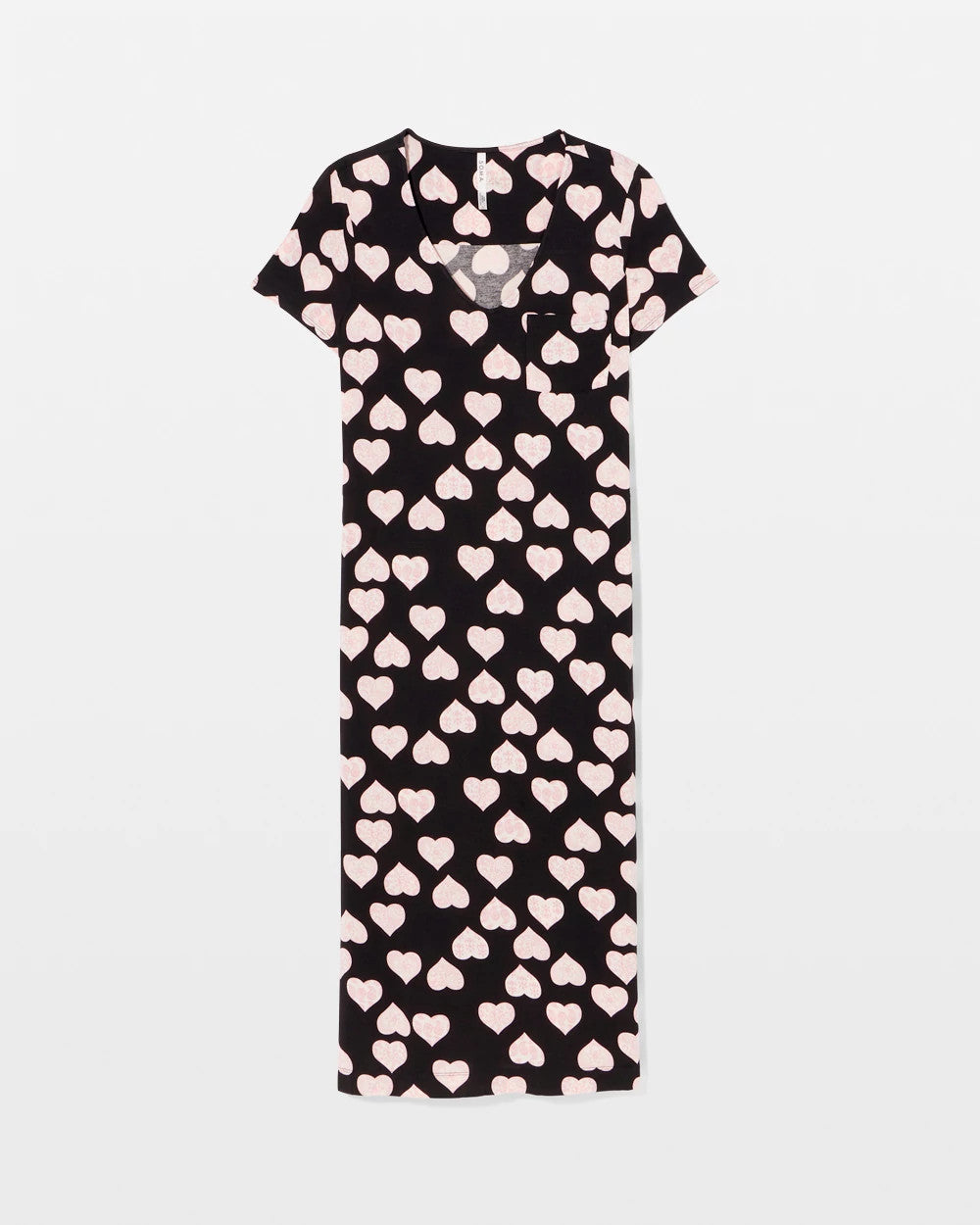 Short Sleeve Long Sleepshirt - MANDALA HEARTS BLACK | Soma Women