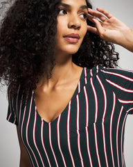 Short Sleeve Long Sleepshirt - MIDNIGHT STRIPE GREEN JOL | Soma Women
