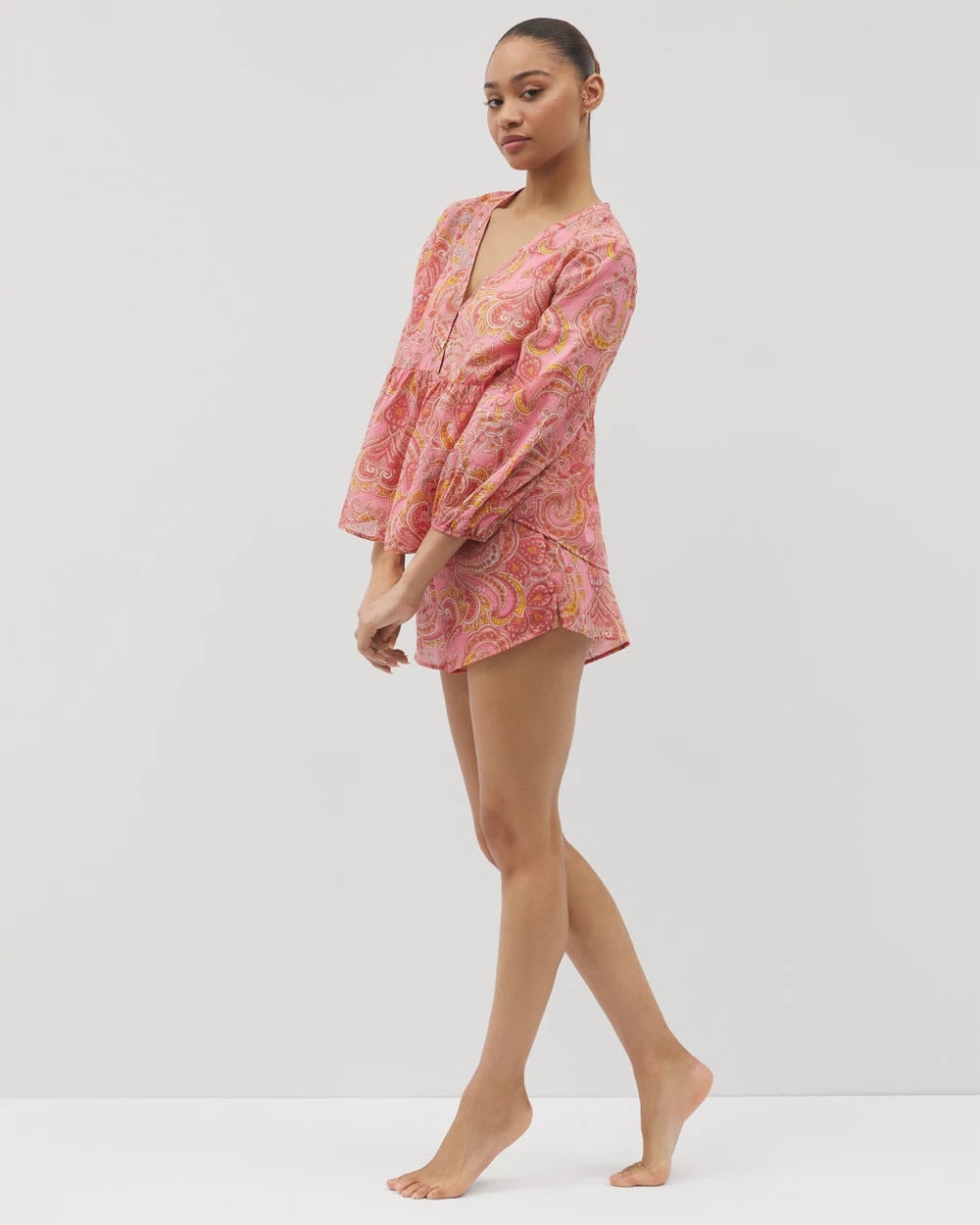 Cotton Voile Long Sleeve Pajama Top - SHOW OFF PAISLEY P GUAVA | Soma Women