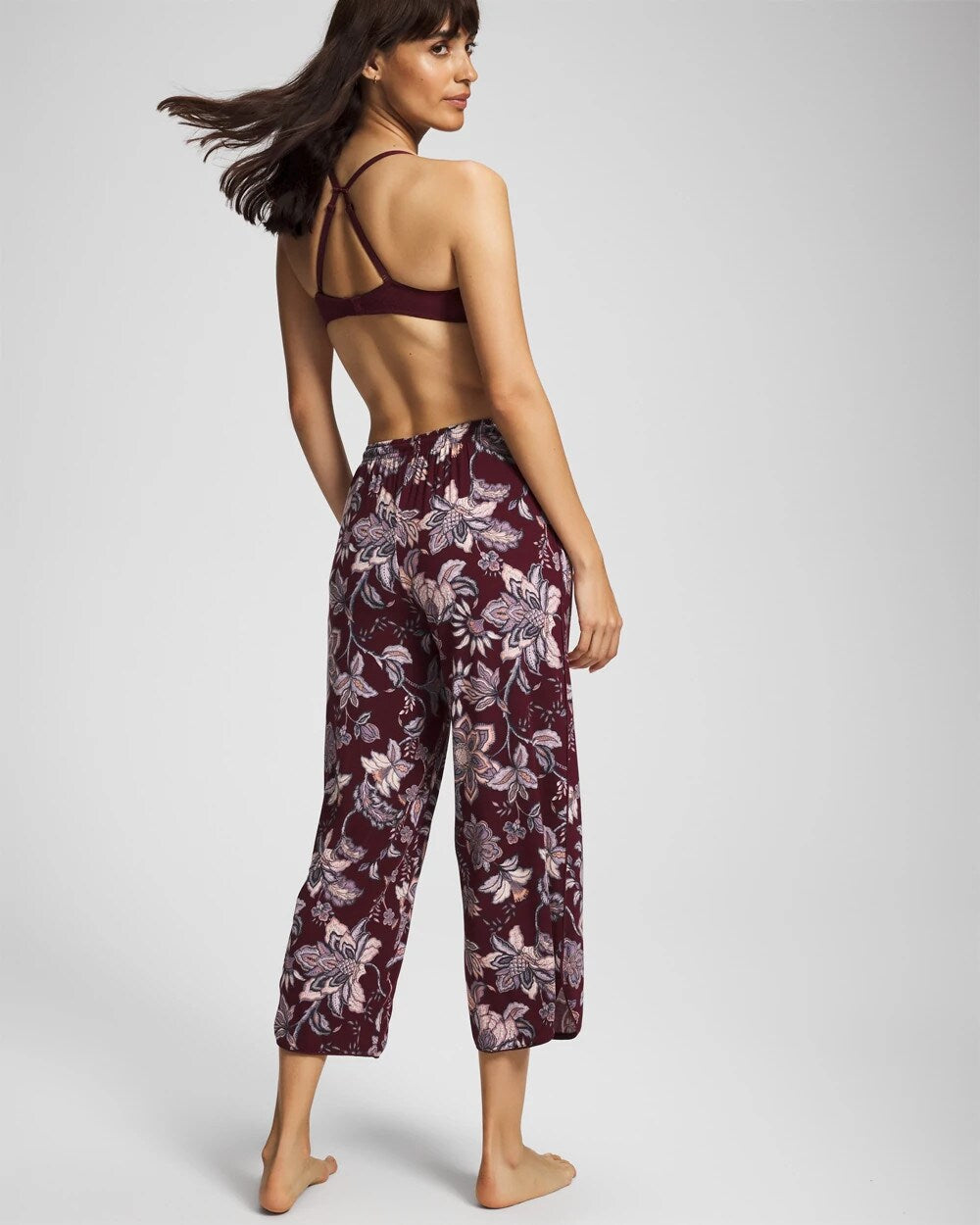 Piped Crop Pajama Pants - PAISLEY SPLENDOR PLUM | Soma Women
