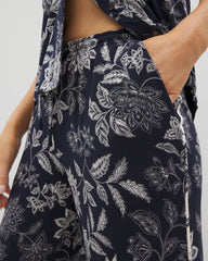 Piped Crop Pajama Pants - MEANDERING GARDEN NAVY | Soma Women