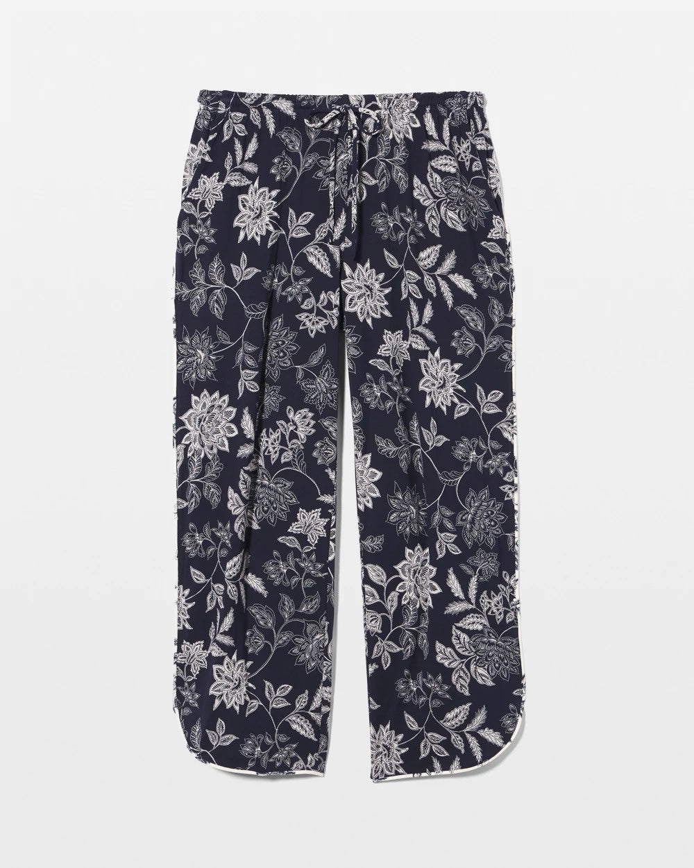 Piped Crop Pajama Pants - MEANDERING GARDEN NAVY | Soma Women