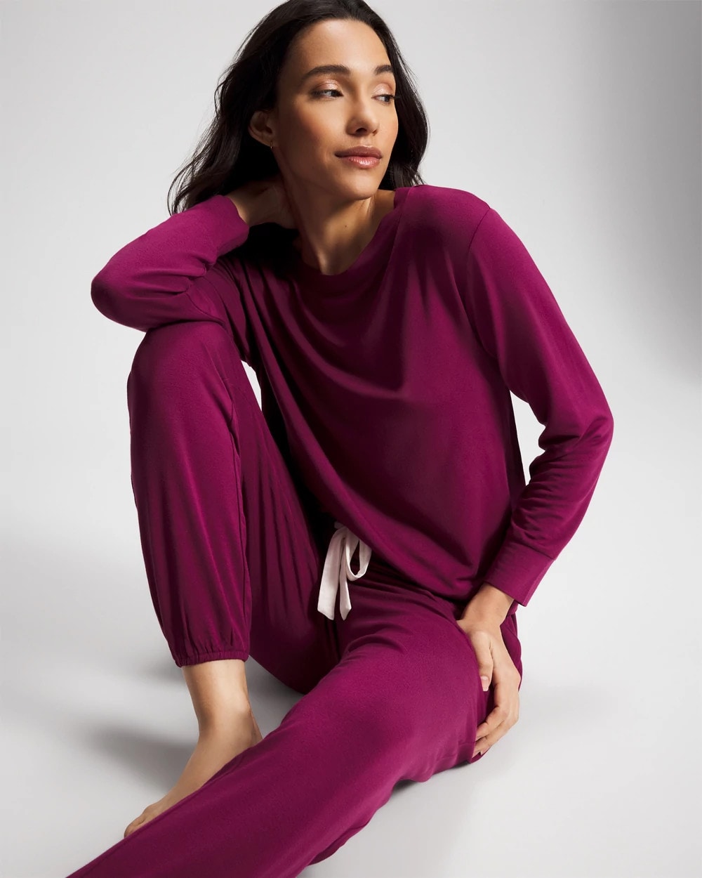 Banded Ankle Pajama Pant - POMEGRANATE WINE | Soma Women