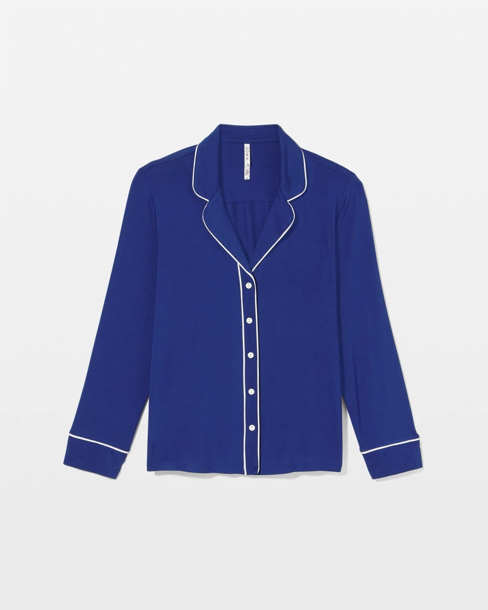 Long Sleeve Notch Collar w/ Piped Placket Pajama Top - MAJESTY BLUE | Soma Women
