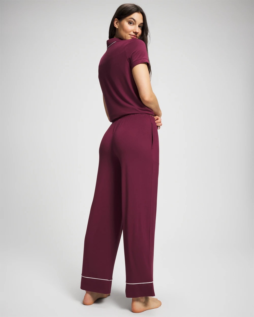 Solid Piped Pajama Pant - VELVET PLUM | Soma Women