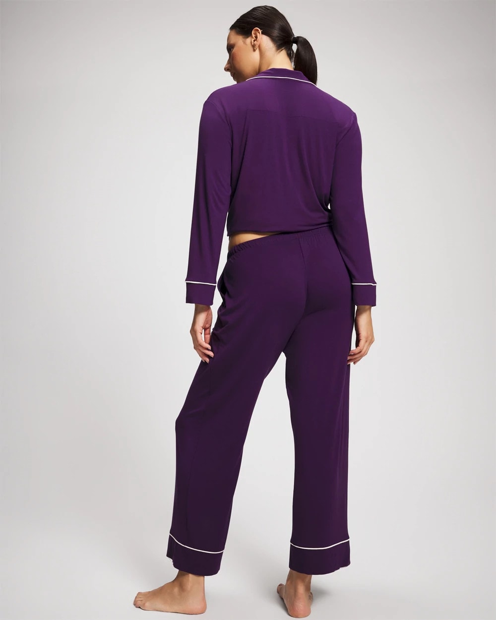 Solid Piped Pajama Pant - BLACKBERRY | Soma Women