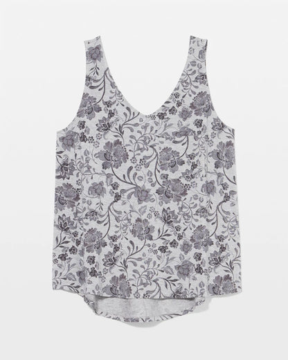 V-Neck Pajama Tank - FLORAL EMBRACE GRAY | Soma Women
