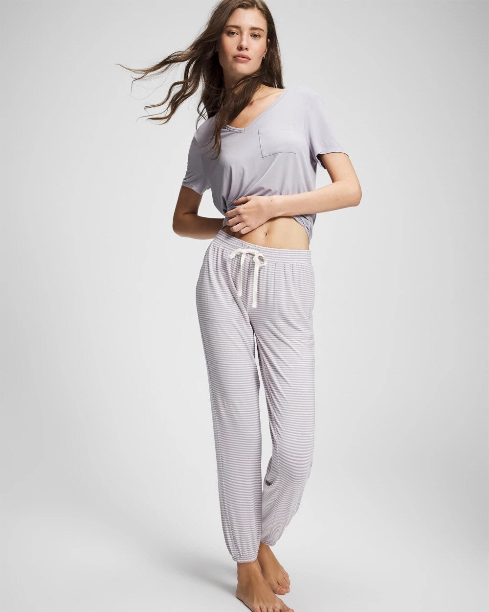Banded Ankle Pajama Pant - NIGHTCAP STRIPE LILAC ASH | Soma Women