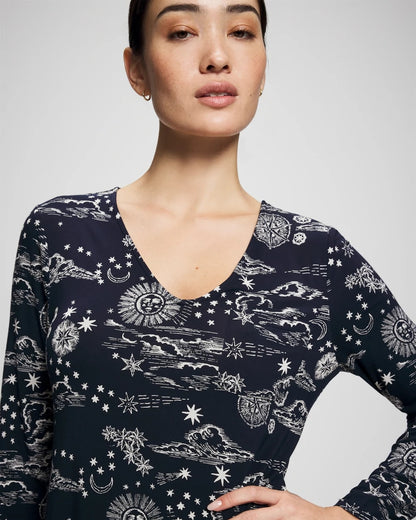 Long-Sleeve Sleepshirt - COSMIC BALLET NAVY | Soma Women