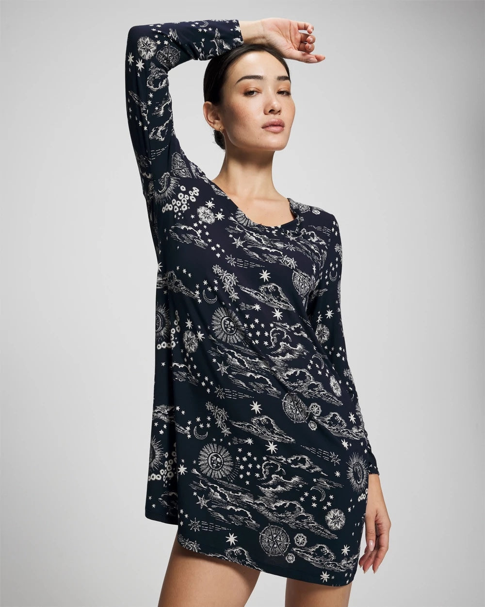 Long-Sleeve Sleepshirt - COSMIC BALLET NAVY | Soma Women