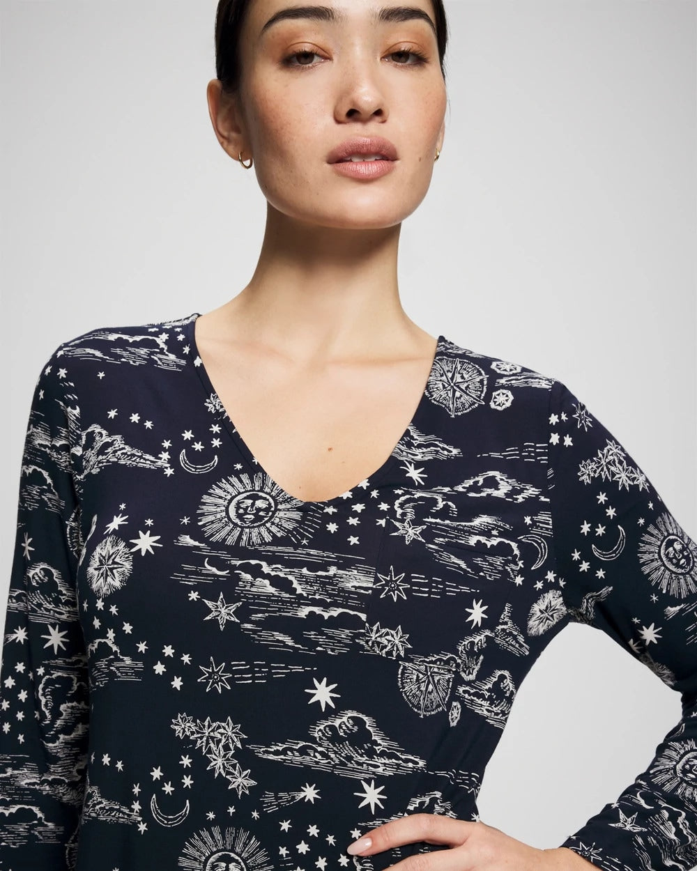 Long-Sleeve Sleepshirt - COSMIC BALLET NAVY | Soma Women