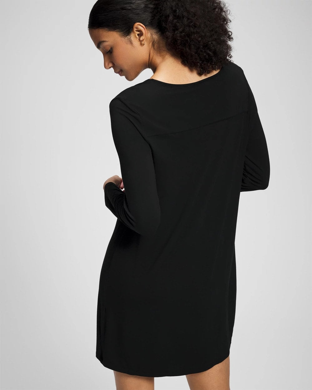 Long-Sleeve Sleepshirt - BLACK | Soma Women