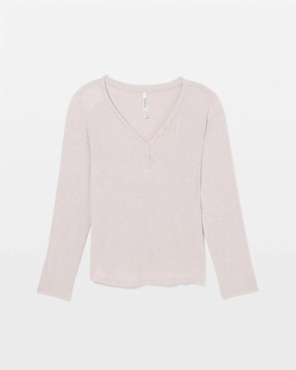Long-Sleeve Pajama Henley - HEATHER BARELY THERE | Soma Women