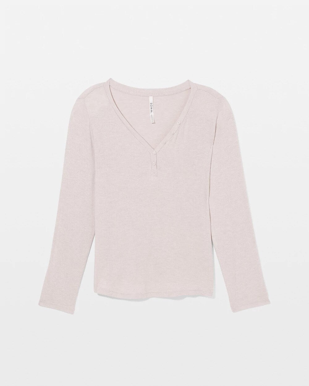 Long-Sleeve Pajama Henley - HEATHER BARELY THERE | Soma Women