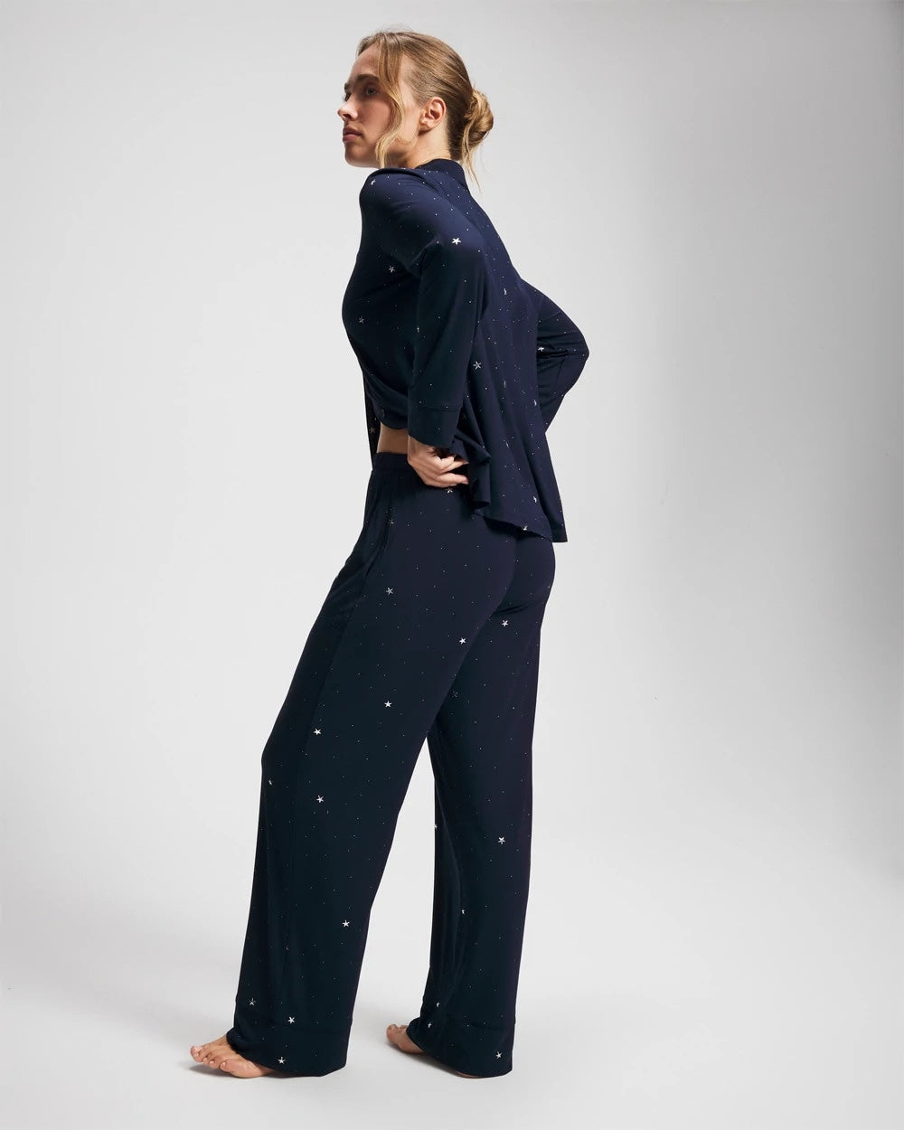 Printed Pajama Pant - SILVER DEW DROP/NAVY | Soma Women
