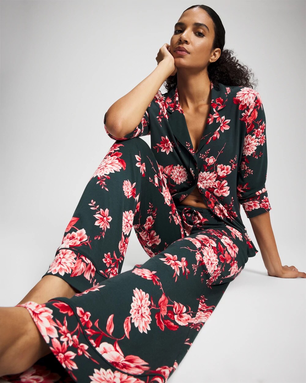 Printed Pajama Pant - COTTAGE FLORAL GREEN | Soma Women