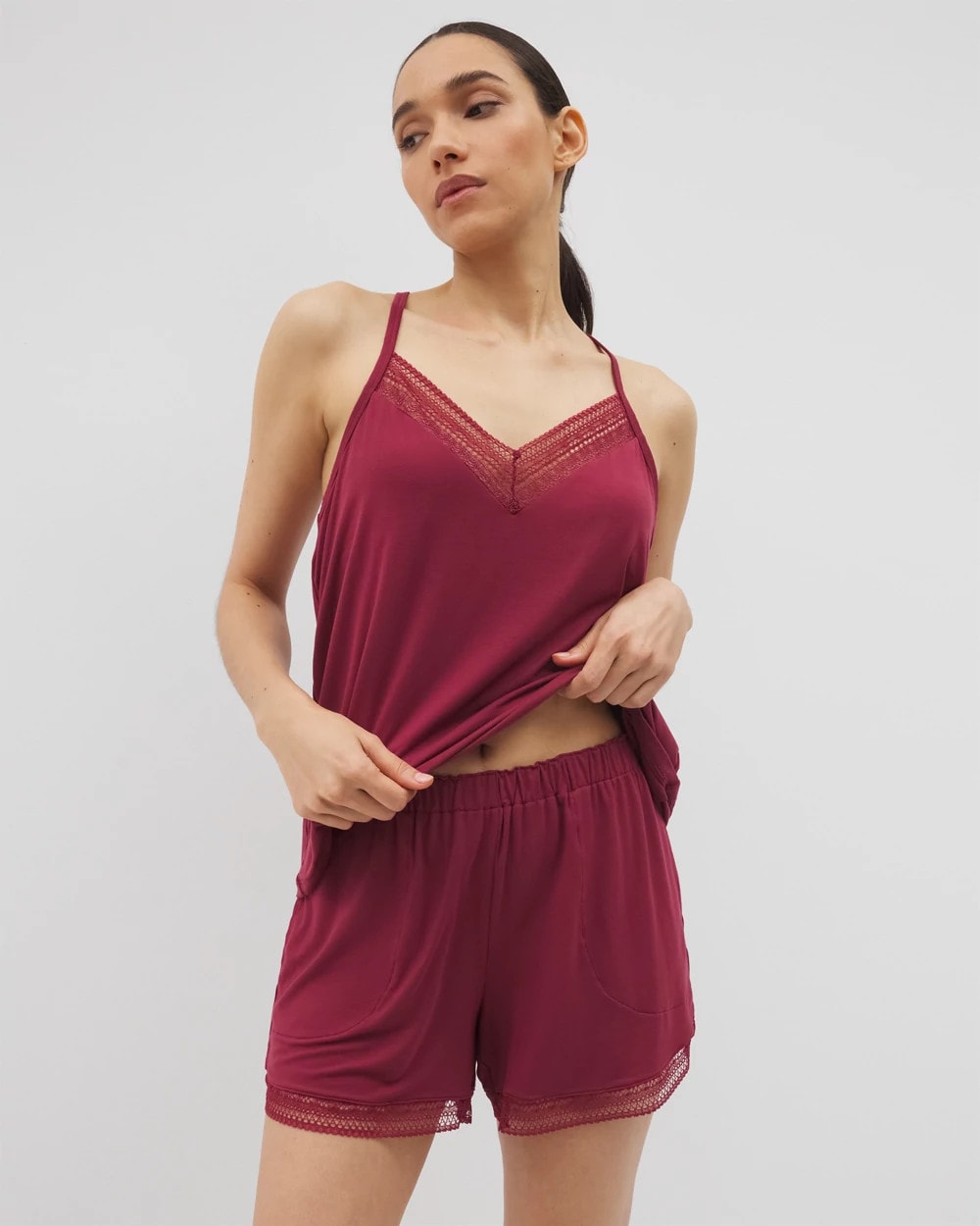 Geo Lace Pajama Short - GARNET | Soma Women