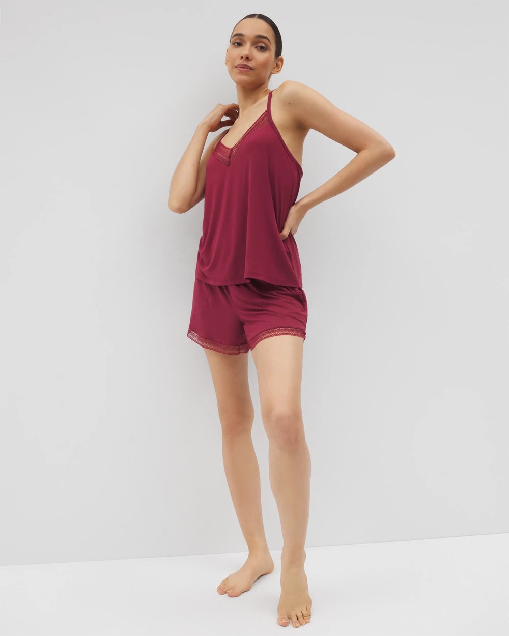 Geo Lace Pajama Short - GARNET | Soma Women