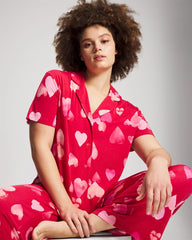 Short Sleeve Notch Collar Pajama Top - WHOLE LOTTA LOVE RED | Soma Women