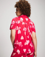 Short Sleeve Notch Collar Pajama Top - WHOLE LOTTA LOVE RED | Soma Women