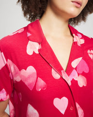 Short Sleeve Notch Collar Pajama Top - WHOLE LOTTA LOVE RED | Soma Women