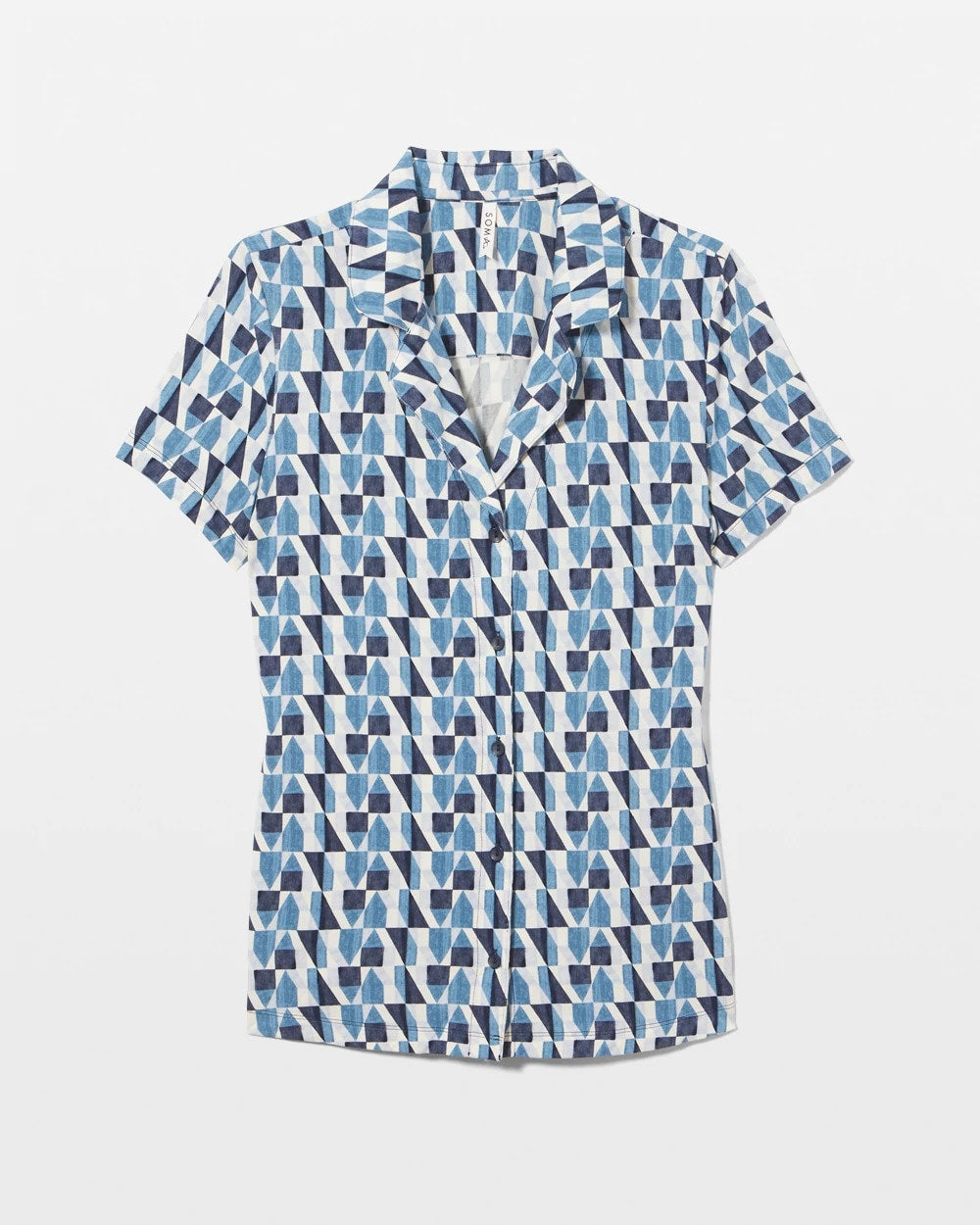 Short Sleeve Notch Collar Pajama Top - PRISM GEO MID NAVY | Soma Women