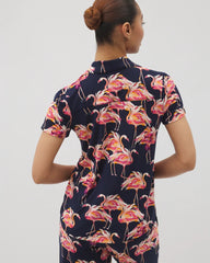 Short Sleeve Notch Collar Pajama Top - PARTY LIKE A FLOCK STAR N | Soma Women