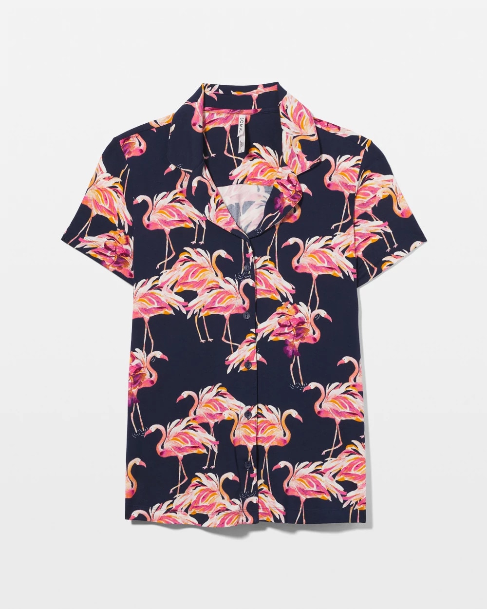 Short Sleeve Notch Collar Pajama Top - PARTY LIKE A FLOCK STAR N | Soma Women