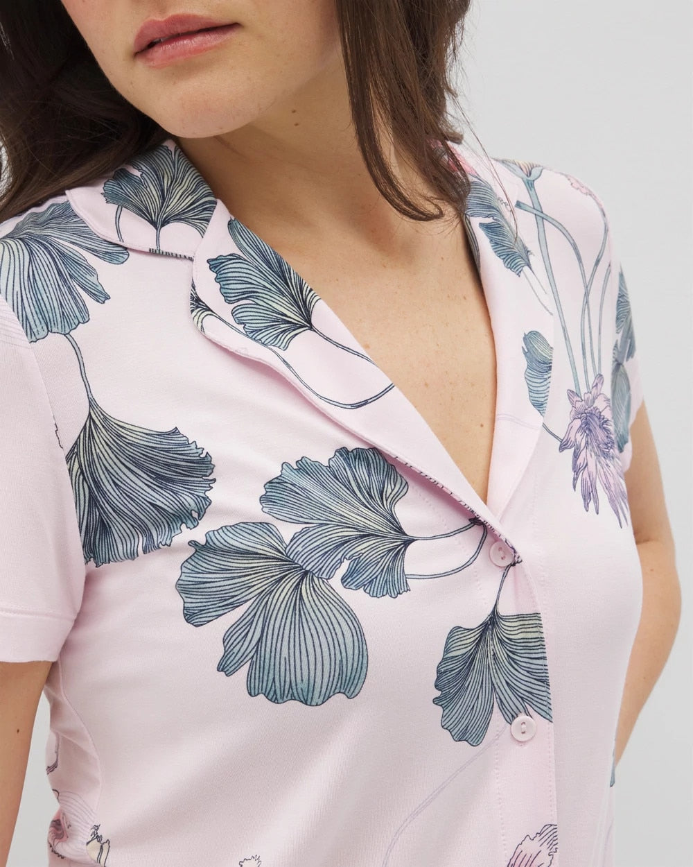 Short Sleeve Notch Collar Pajama Top - FLORAL HAVEN SUGAR COATED | Soma Women