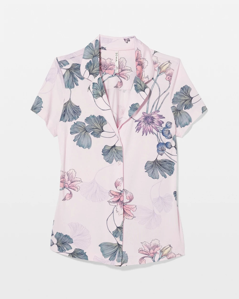 Short Sleeve Notch Collar Pajama Top - FLORAL HAVEN SUGAR COATED | Soma Women