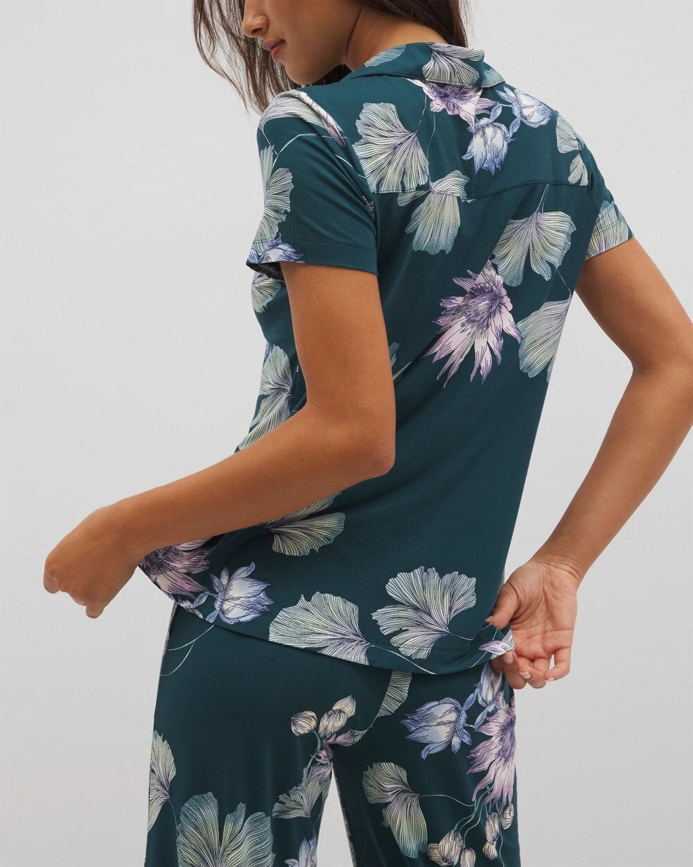 Short Sleeve Notch Collar Pajama Top - HAVEN BOTANICAL DARK SEA | Soma Women