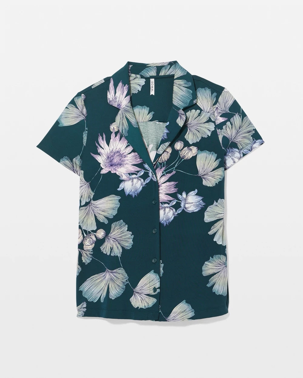Short Sleeve Notch Collar Pajama Top - HAVEN BOTANICAL DARK SEA | Soma Women