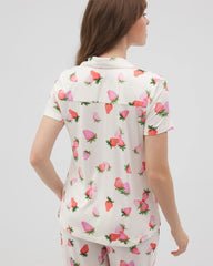 Short Sleeve Notch Collar Pajama Top - BERRY BEST CHAMPAGNE | Soma Women