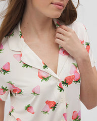 Short Sleeve Notch Collar Pajama Top - BERRY BEST CHAMPAGNE | Soma Women