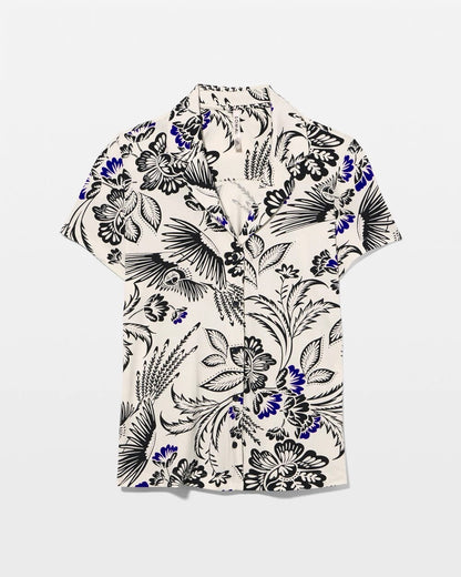 Short Sleeve Notch Collar Pajama Top - FLY BY NIGHT CHMPGNE DRMS | Soma Women