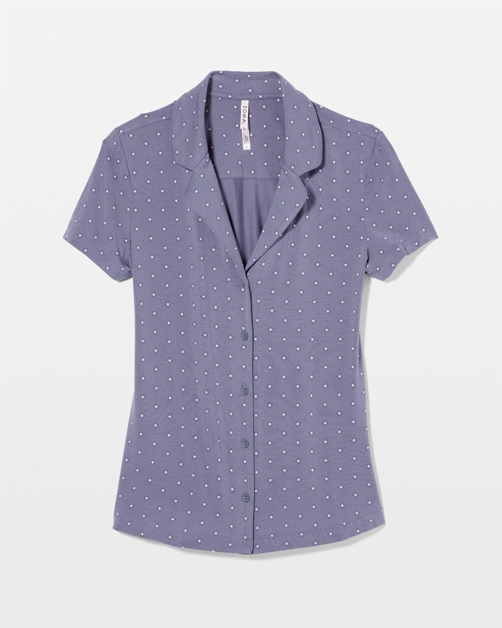 Short Sleeve Notch Collar Pajama Top - ON THE DOT EARL GRAY | Soma Women