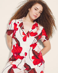 Short Sleeve Notch Collar Pajama Top - TROPIC LIKE ITS HOT WS | Soma Women