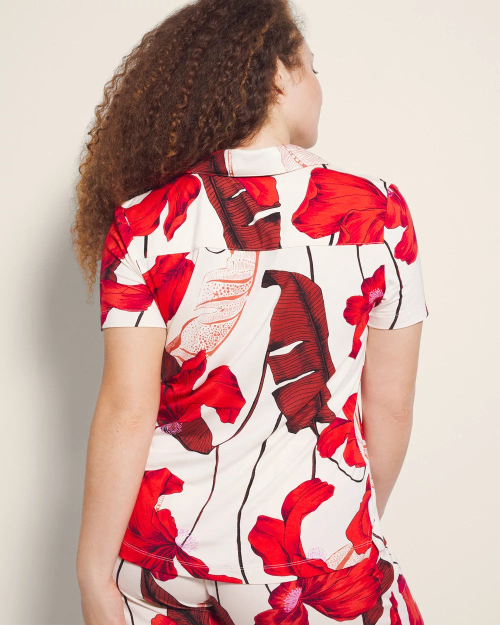 Short Sleeve Notch Collar Pajama Top - TROPIC LIKE ITS HOT WS | Soma Women