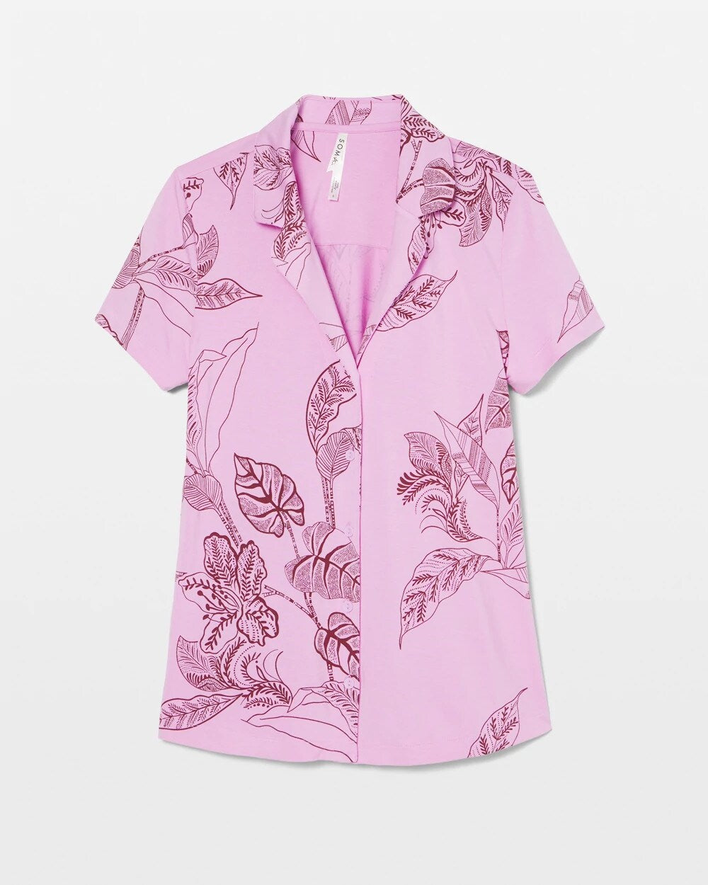 Short Sleeve Notch Collar Pajama Top - BALI BATIK META MAUVE | Soma Women