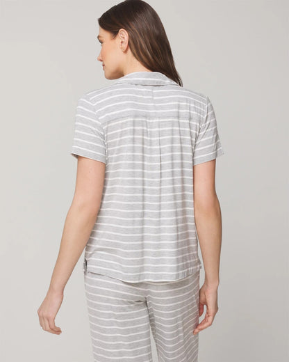 Short Sleeve Notch Collar Pajama Top - FUNDAMENTAL M HTHR OPAL G | Soma Women