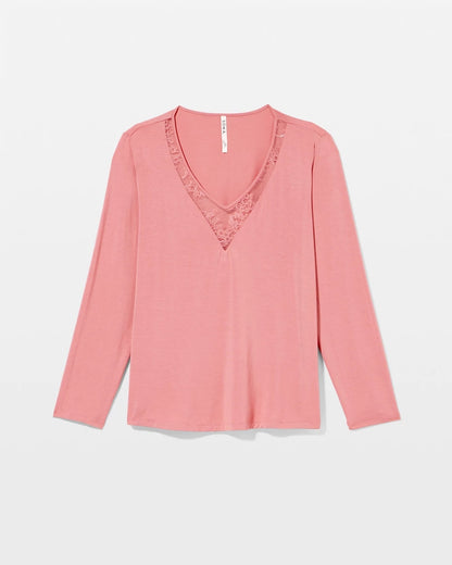 Lace Long Sleeve Pajama Top - ANTIQUE PINK | Soma Women