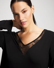 Lace Long Sleeve Pajama Top - BLACK | Soma Women