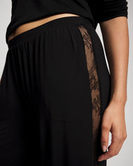 Lace Relaxed Wide Leg Pajama Pant - BLACK | Soma Women