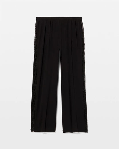Lace Relaxed Wide Leg Pajama Pant - BLACK | Soma Women